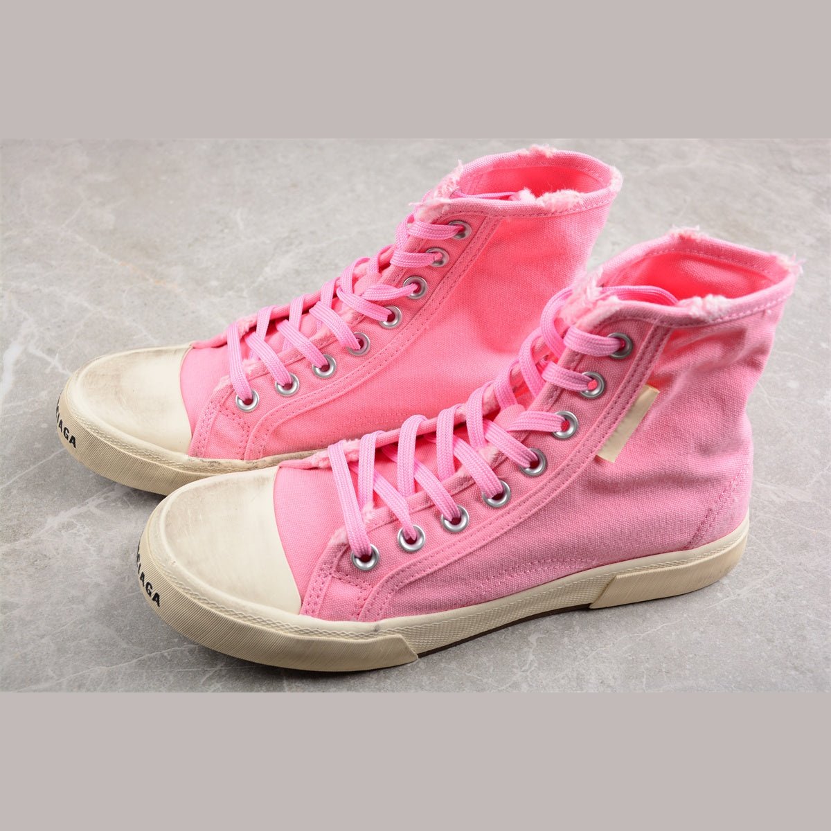 BALENCIAGA Paris High - T-Shirt - Pink Unisex Streetwear Limited Edition - The BALENCIAGA Paris High x Pink sneakers bring a vibrant splash of color to the