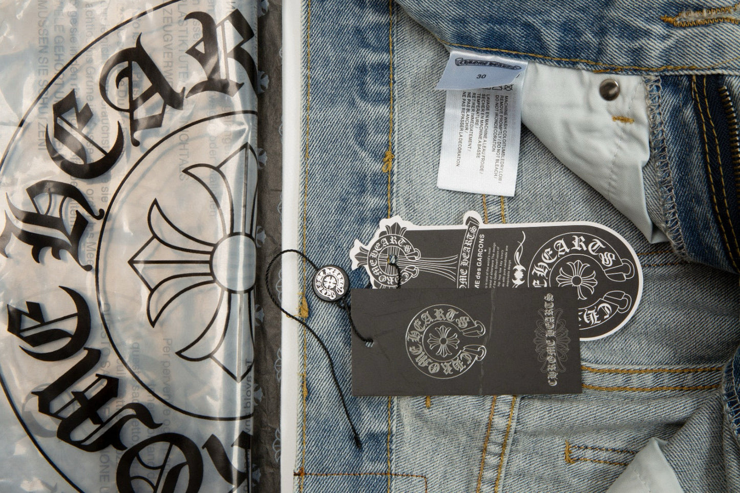 CHROME Hearts Cross Patch Jeans Vintage - Blue Unisex Streetwear Limited Edition