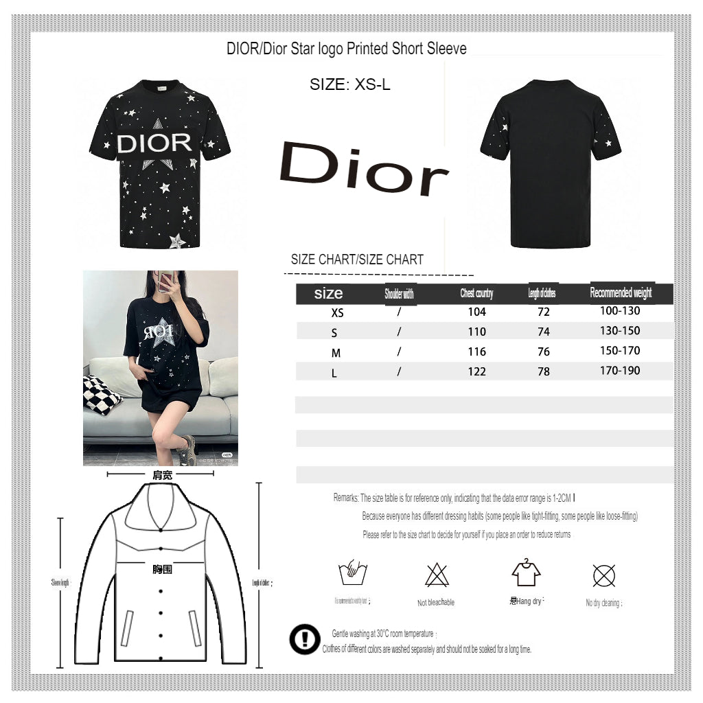 Camiseta negra con estampado de estrella de Dior