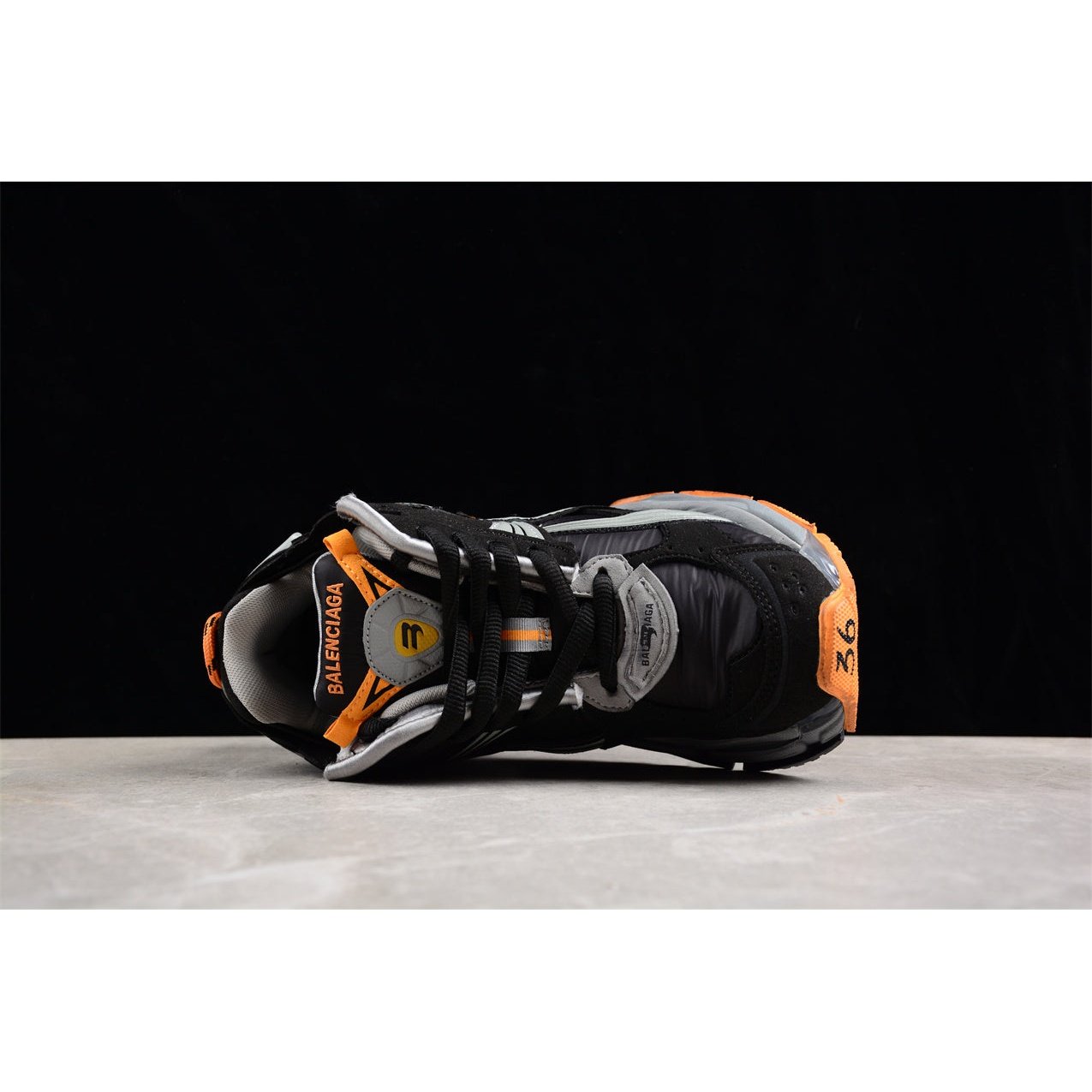 BALENCIAGA Runner - Grey Orange Sneakers - Black Unisex Streetwear Limited Edition - The Balenciaga Runner x Black Grey Orange sneakers showcase a striking blend of style and