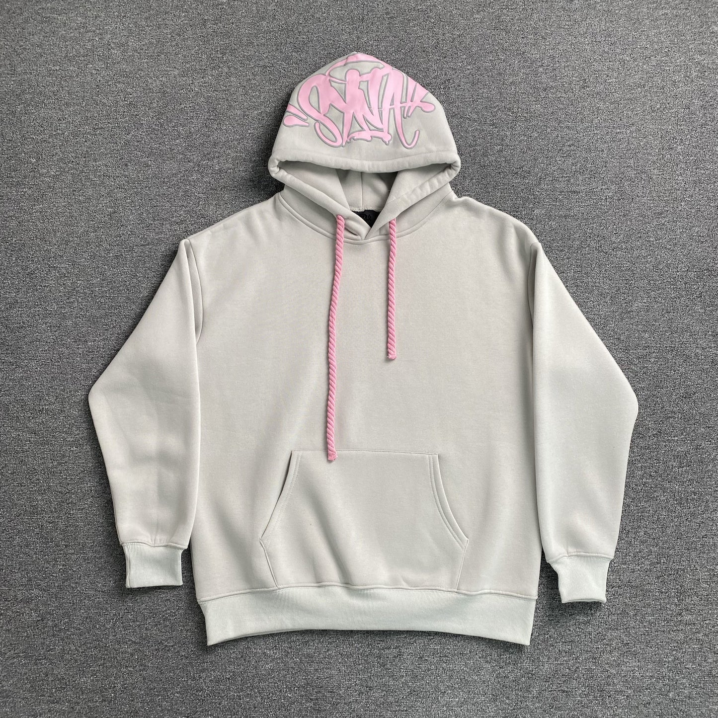 SYNA World Hood Logo Hoodie Grey - Pink Unisex Streetwear Limited Edition