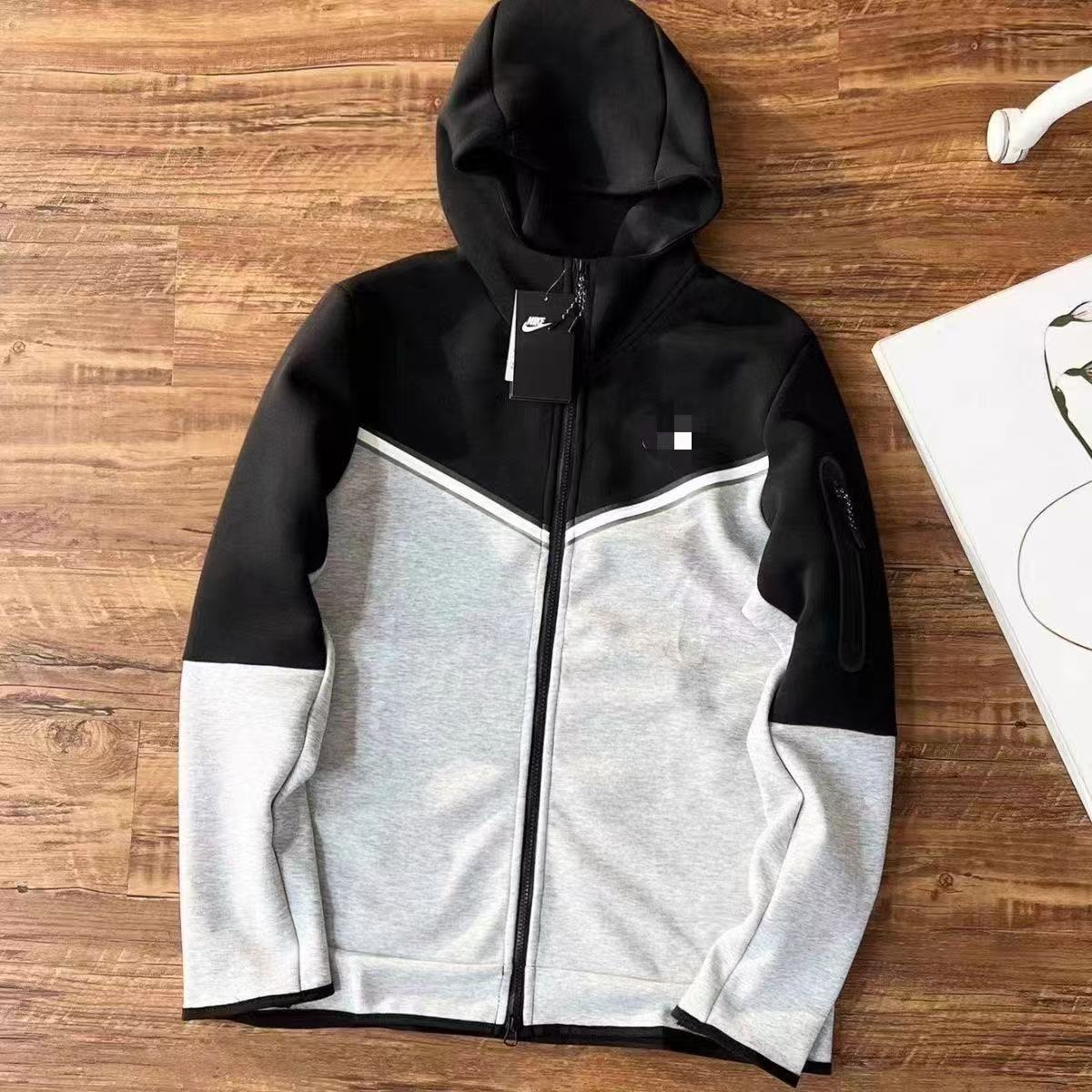 NIKE Tech Fleece Hoodie - - Dark Smoke Grey - Black Unisex Streetwear Limited Edition - The NIKE TECH FLEECE HOODIE BLACK/DARK SMOKE GREY - REPLICA merges modern sportswear technology with