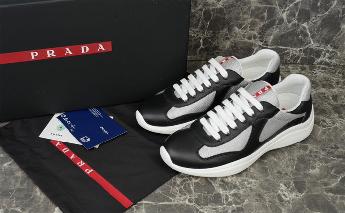 PRADA America's Cup Silver Sneakers - Black Unisex Streetwear Limited Edition