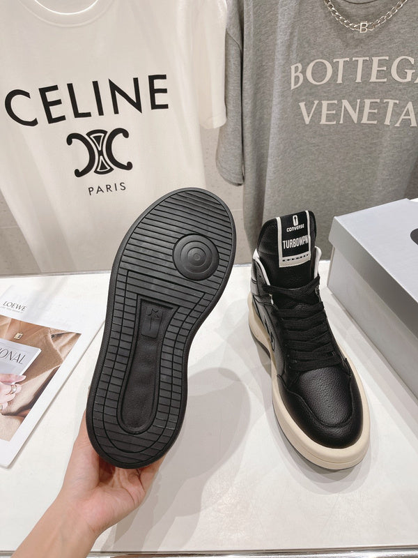 Rick Owens And White High-top Sneakers - Black Unisex Streetwear Limited Edition - **Rick Owens High-Top Sneakers: Modern Luxury with an Edge** Introducing the Rick Owens High-Top Sneakers,