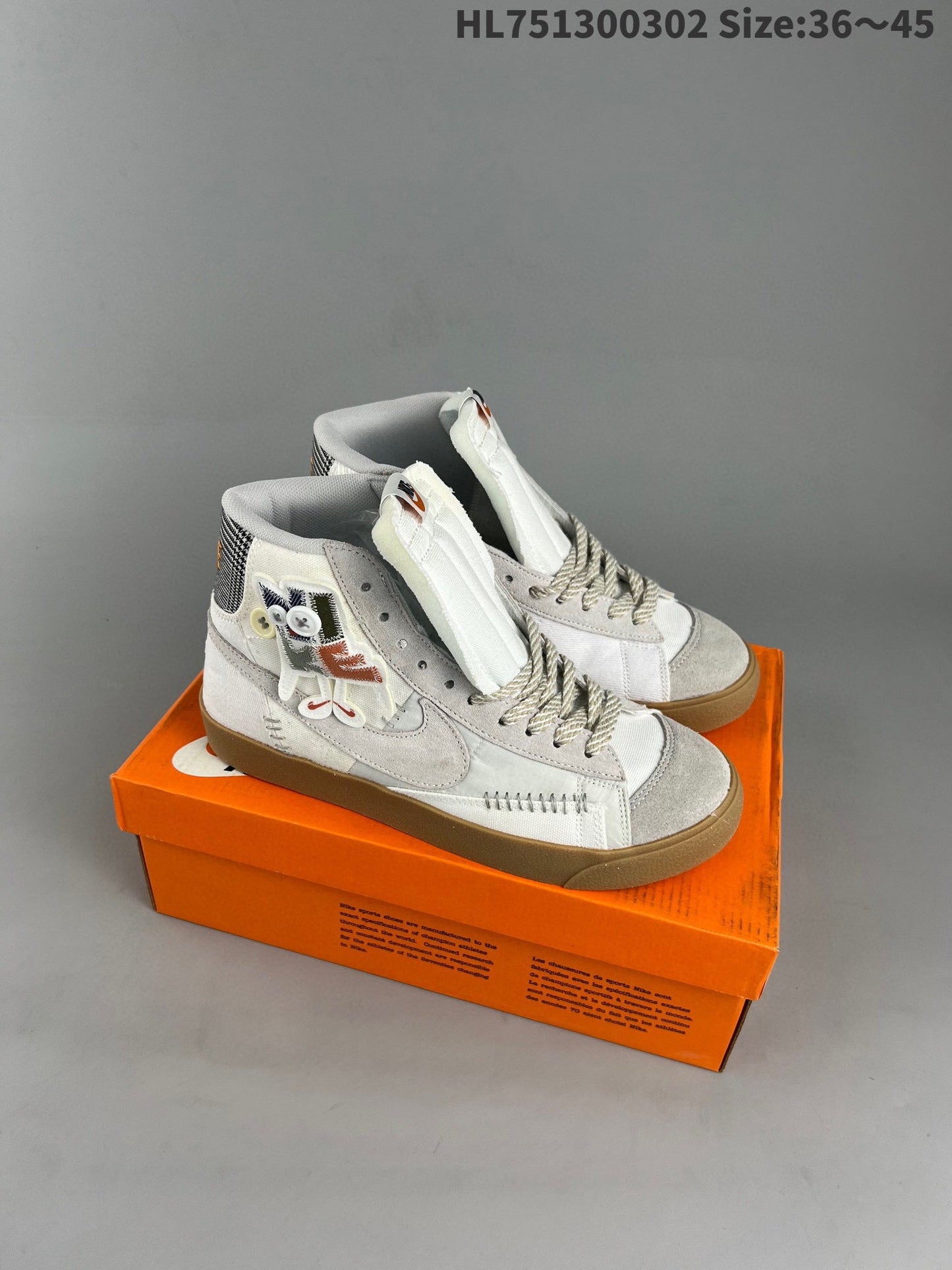 Nike Blazer Mid'1977 - White Unisex Streetwear Limited Edition - The Nike Blazer 1977 High in leather, featuring the Voodoo Doll Astronaut Space Explorer theme,