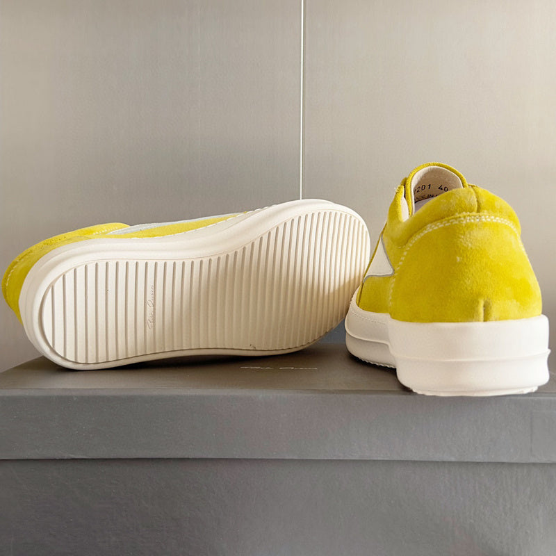 Rick Owens Suede Low-top Sneakers - Yellow Unisex Streetwear Limited Edition - **Rick Owens Yellow Suede Low-Top Sneakers: Bold Elegance and Superior Craftsmanship** Introducing the Rick Owens