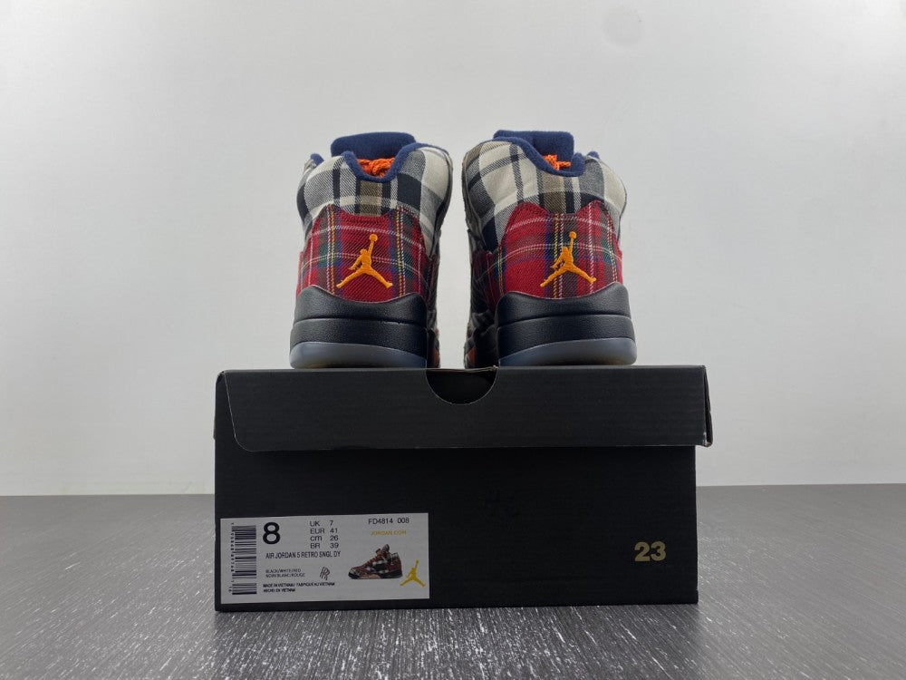 JORDAN 5 Bold Plaid Multi-colorway - Black Unisex Streetwear Limited Edition