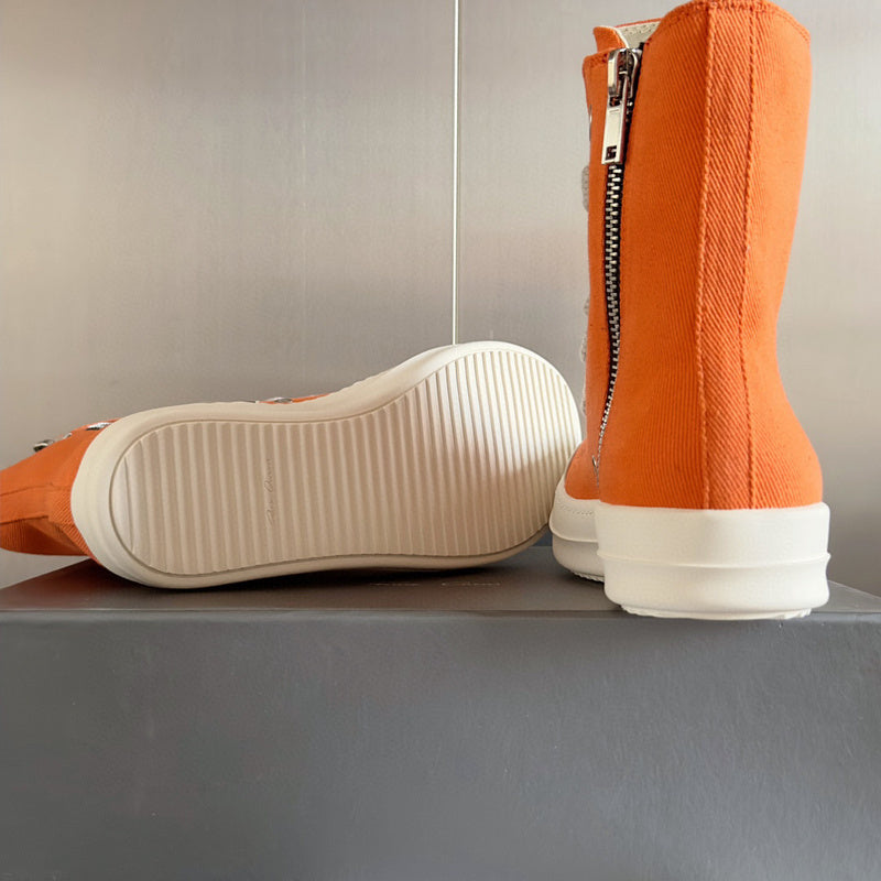 Rick Owens High-top Sneakers - Orange Unisex Streetwear Limited Edition - **Rick Owens Orange High-Top Sneakers: Vibrant Style Meets Premium Craftsmanship** Introducing the Rick Owens Orange