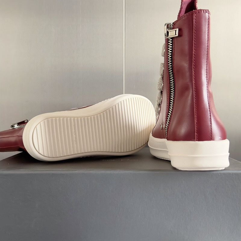 Rick Owens High-top Sneakers - Red Unisex Streetwear Limited Edition - **Rick Owens Red High-Top Sneakers: Bold Elegance and Premium Craftsmanship** Introducing the Rick Owens Red