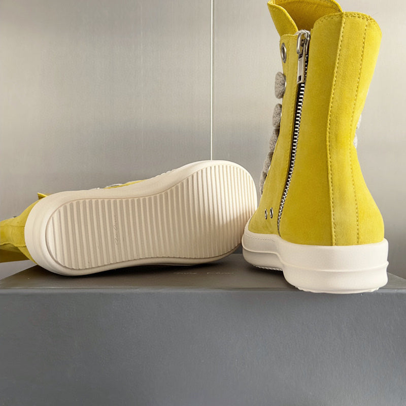 Rick Owens High-top Sneakers - Yellow Unisex Streetwear Limited Edition - **Rick Owens Yellow High-Top Sneakers: Vibrant Style Meets Premium Craftsmanship** Introducing the Rick Owens Yellow