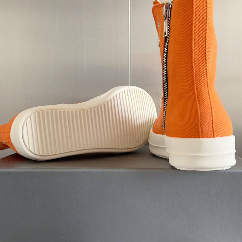 Rick Owens High-top Sneakers - Orange Unisex Streetwear Limited Edition - **Rick Owens Orange High-Top Sneakers: Vibrant Style Meets Premium Craftsmanship** Introducing the Rick Owens Orange