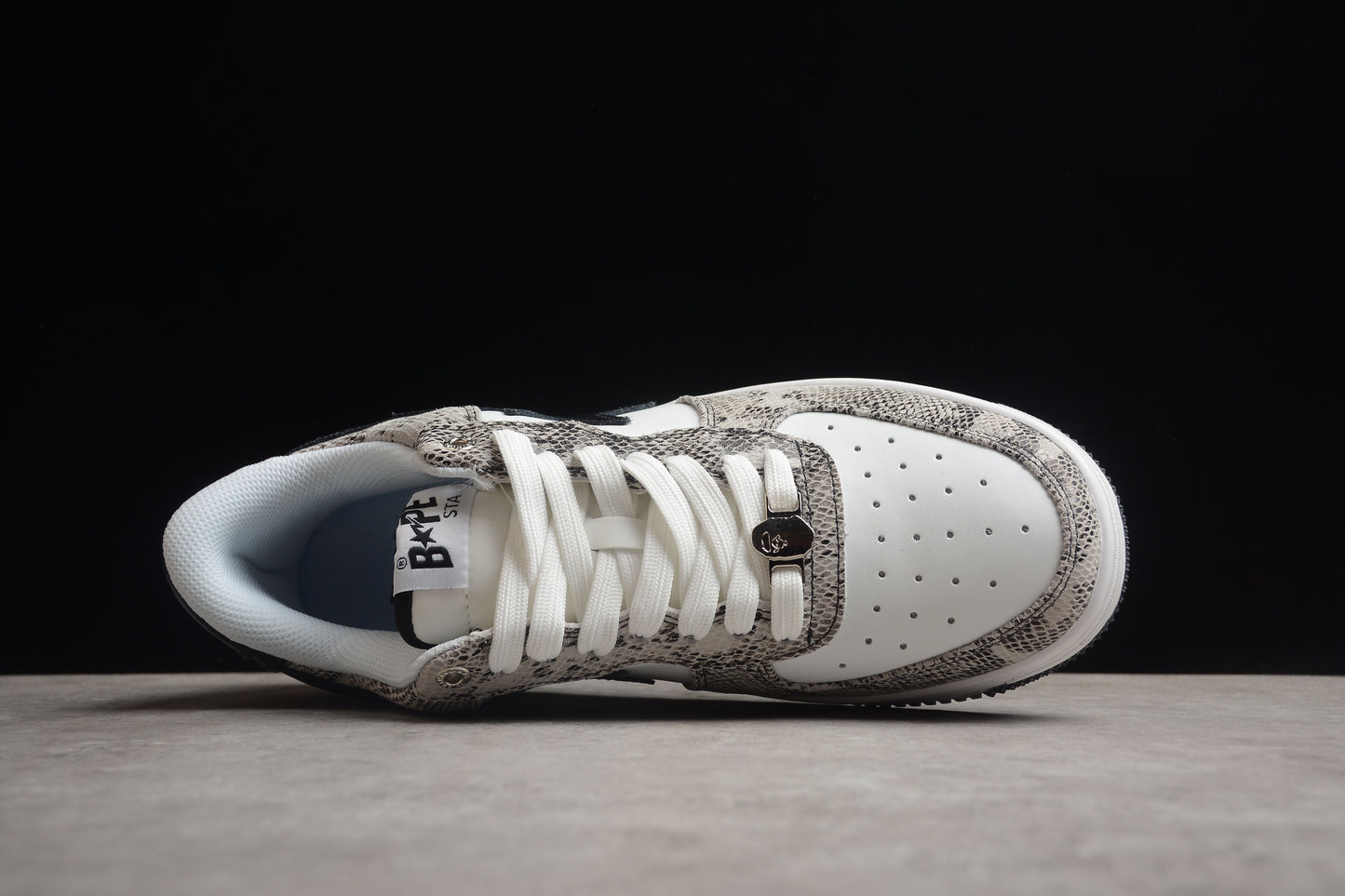BAPE Sta Low-top Sneakers With Snakeskin Pattern - Black Unisex Streetwear Limited Edition - **BAPE STA Low-Top Sneakers with Snakeskin Pattern** Introducing the BAPE STA Low-Top Sneakers with Snakesk