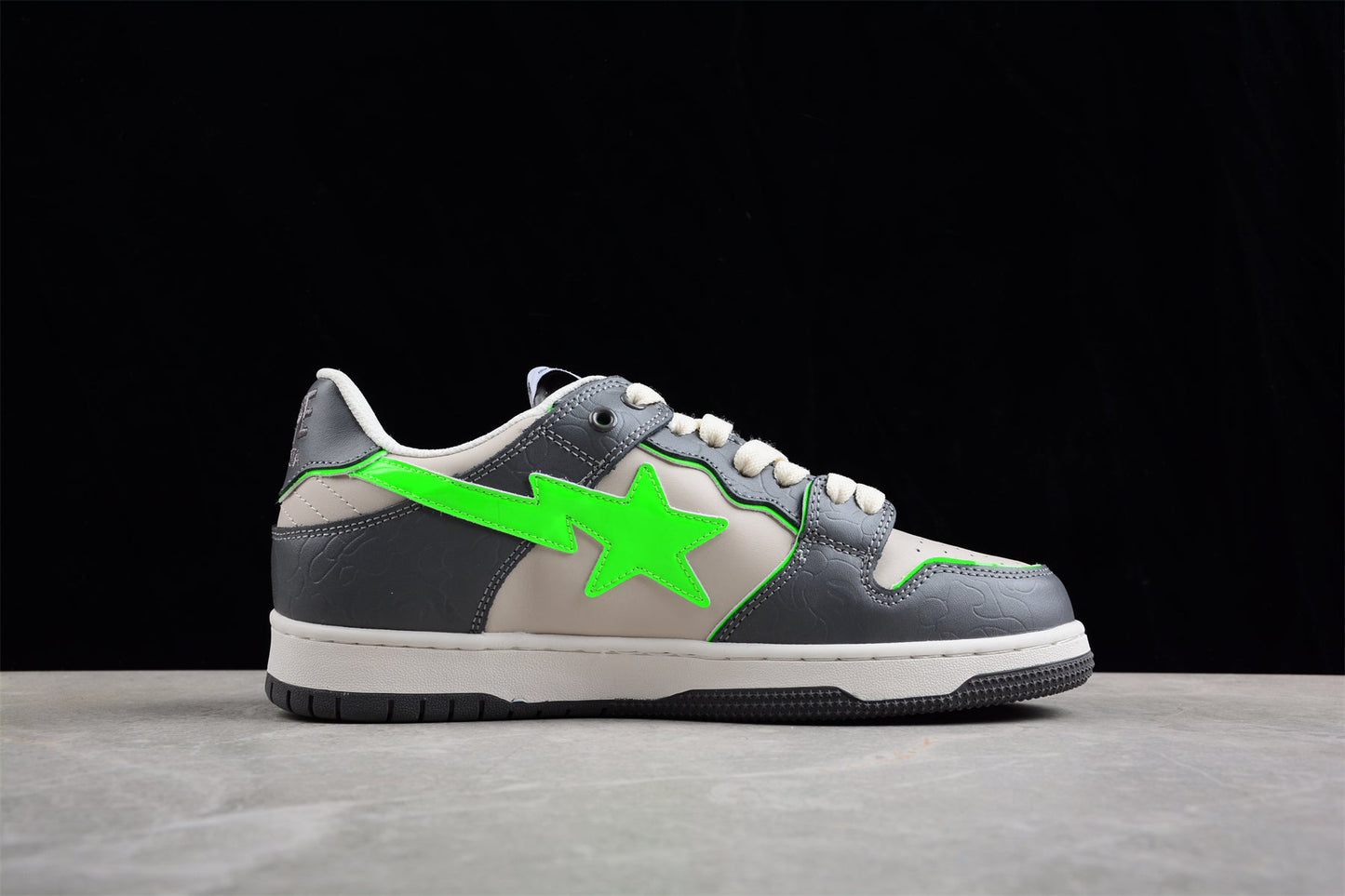 BAPE Sta Low-top Sneakers In Grey And Neon - Green Unisex Streetwear Limited Edition - **BAPE STA Low-Top Sneakers in Grey and Neon Green** Introducing the BAPE STA Low-Top Sneakers