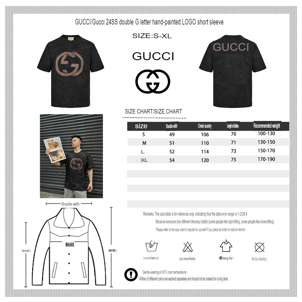 Camiseta Gucci con logo desgastado (negra)