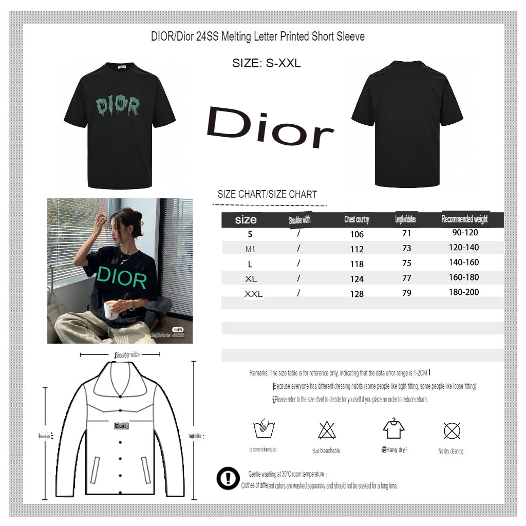 Camiseta Dior con logo goteando (negra)