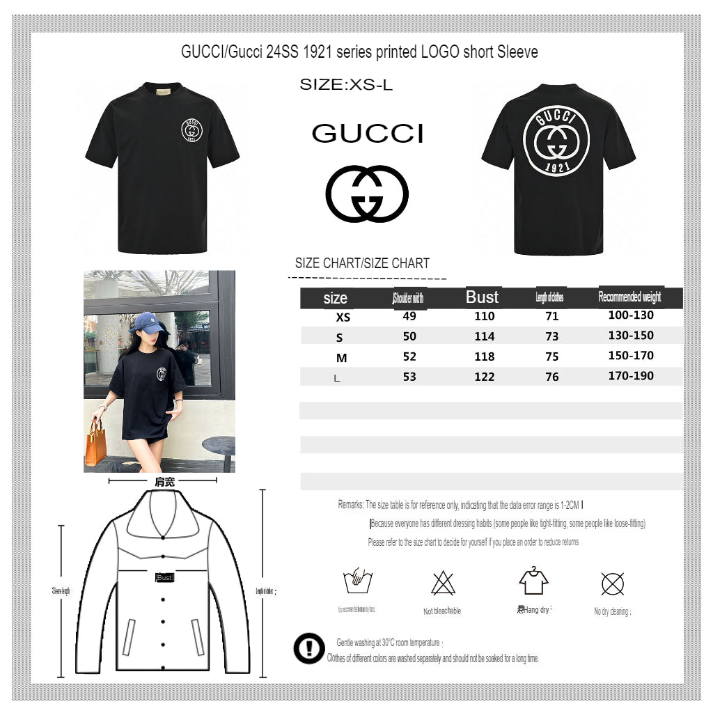 Camiseta gráfica con el logo de Gucci 1921 (Negra)