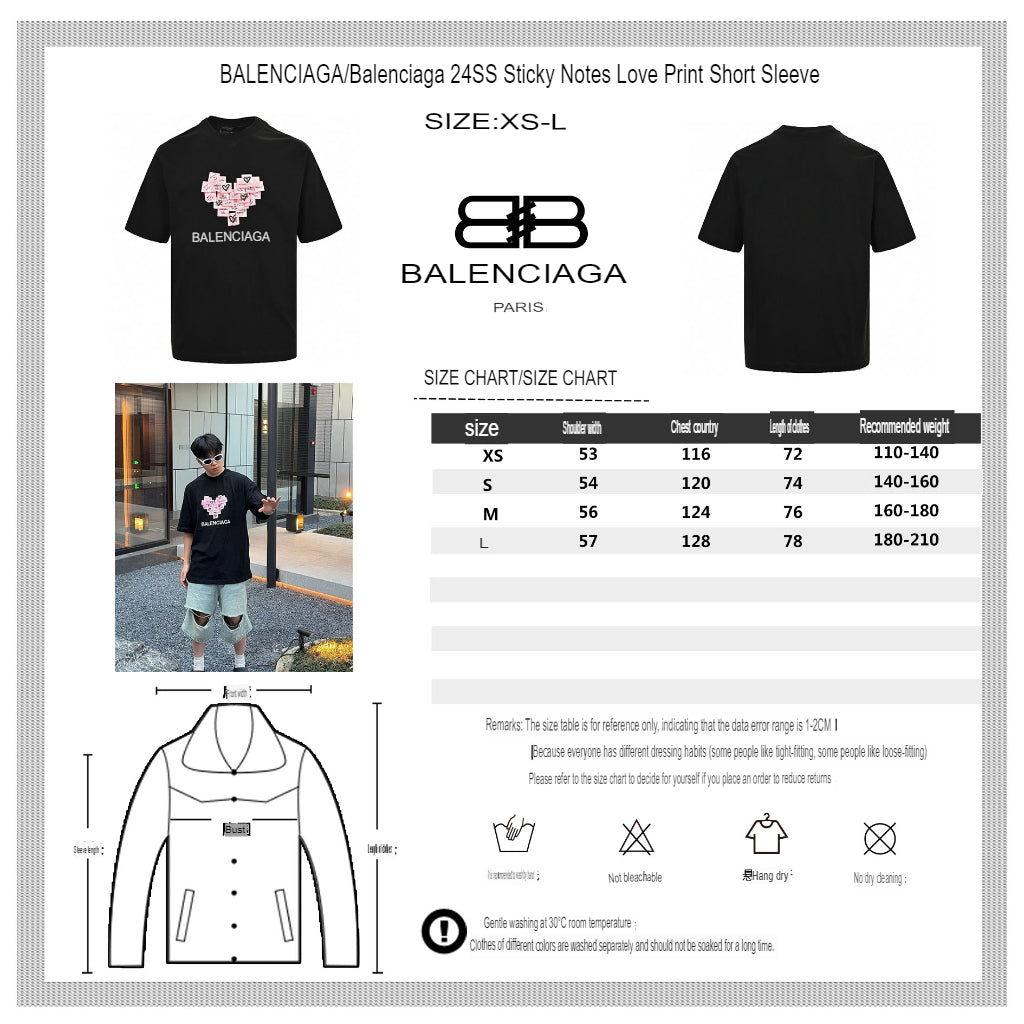 Camiseta Balenciaga Love Notes en negro