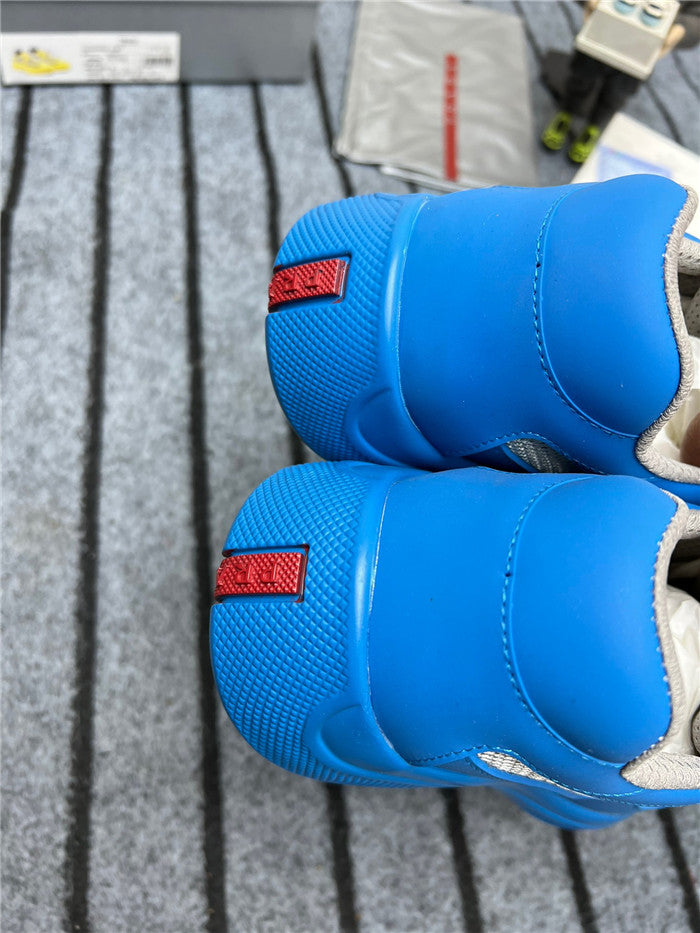 PRADA America's Cup Soft Rubber Silver Sneakers - Blue Unisex Streetwear Limited Edition