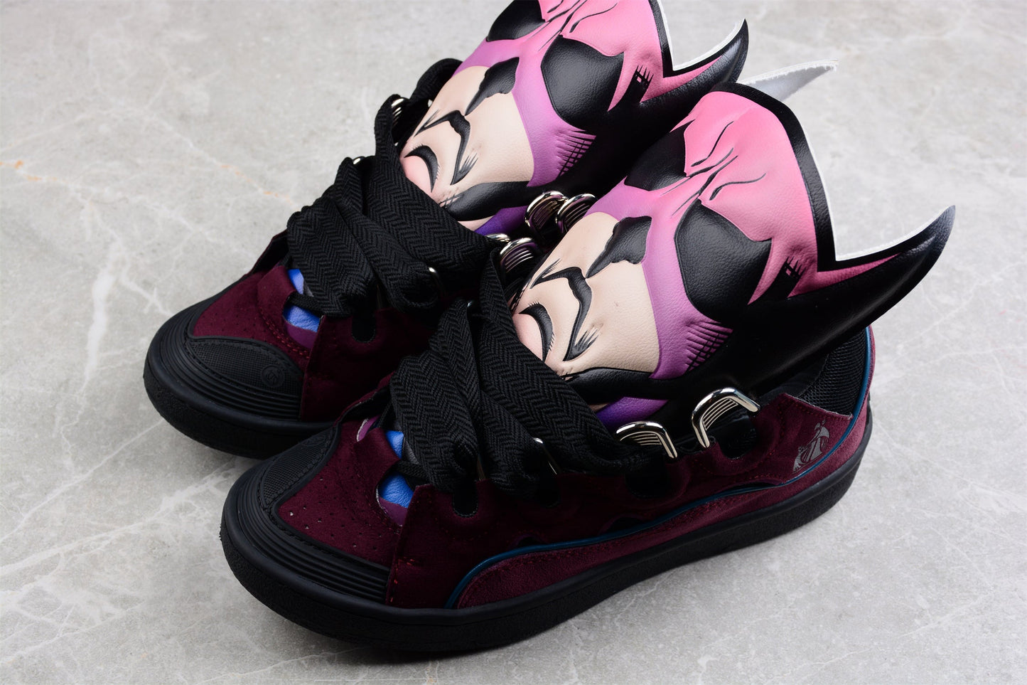 Lanvin Burgundy Suede Sneakers - Black Unisex Streetwear Limited Edition - ### Lanvin Burgundy Suede Sneakers Step up your sneaker game with these striking Lanvin Burgundy