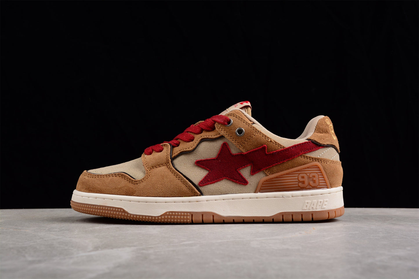BAPE Sta Low-top Sneakers In And Brown - Red Unisex Streetwear Limited Edition - **BAPE STA Low-Top Sneakers in Red and Brown** Unleash a burst of color with the
