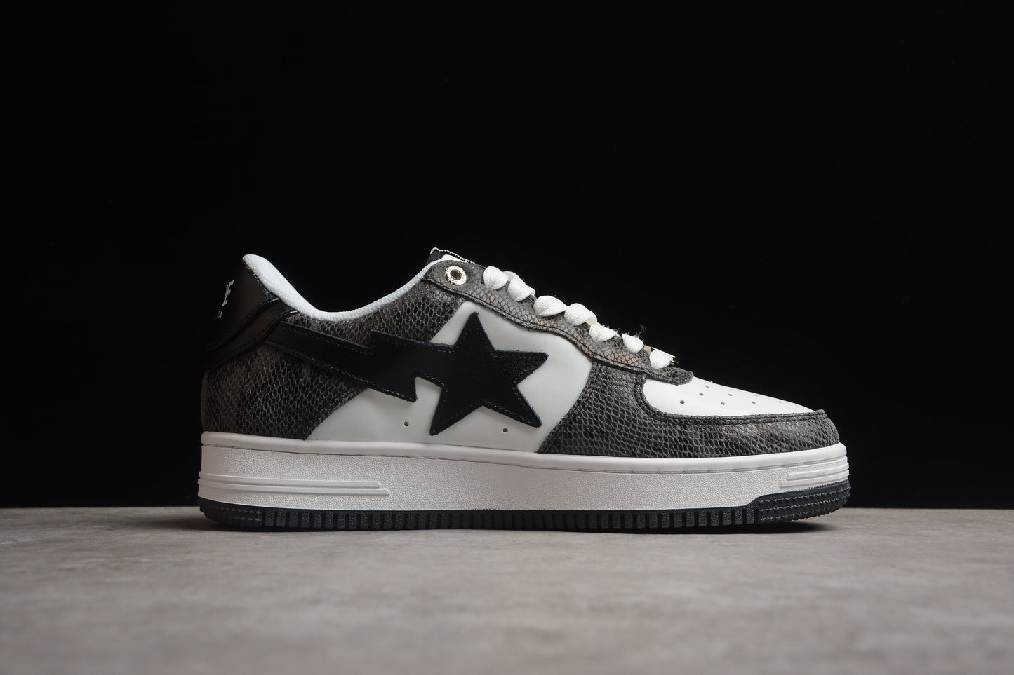 BAPE Sta Low-top Sneakers With Snakeskin Pattern - Black Unisex Streetwear Limited Edition - **BAPE STA Low-Top Sneakers with Black Snakeskin Pattern** Step up your sneaker game with the