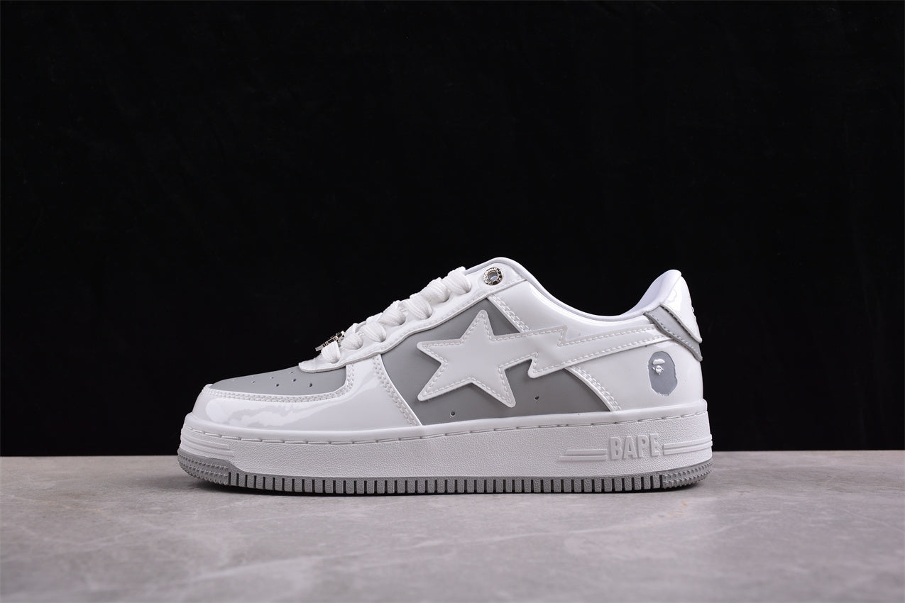BAPE Sta Low-top Sneakers In And Grey - White Unisex Streetwear Limited Edition - **BAPE STA Low-Top Sneakers in White and Grey** Introducing the BAPE STA Low-Top Sneakers in
