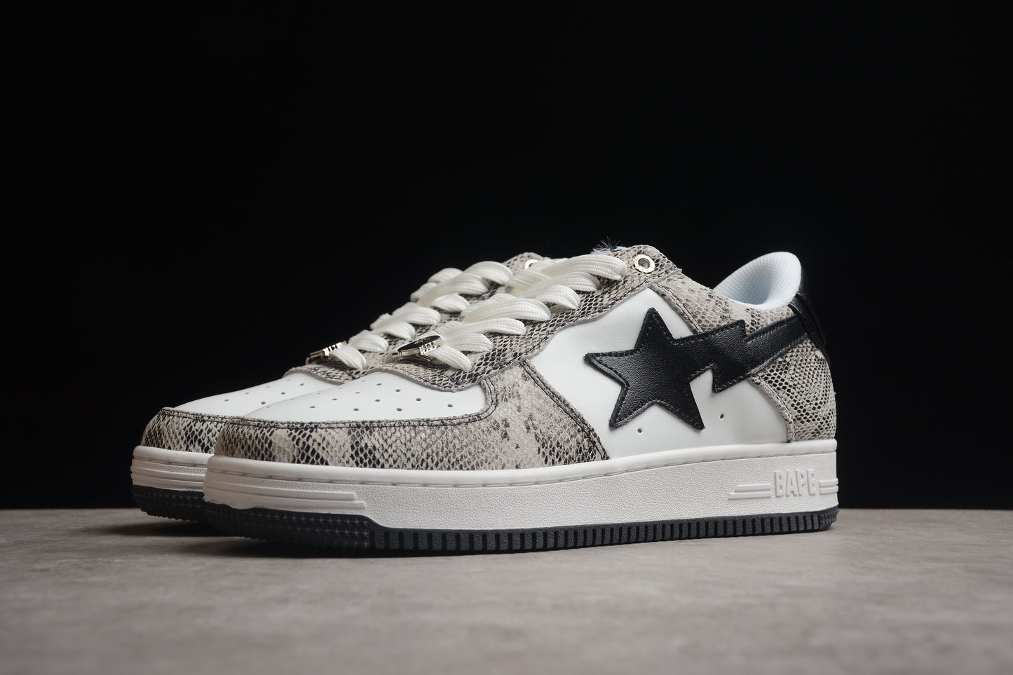 BAPE Sta Low-top Sneakers With Snakeskin Pattern - Black Unisex Streetwear Limited Edition - **BAPE STA Low-Top Sneakers with Snakeskin Pattern** Introducing the BAPE STA Low-Top Sneakers with Snakesk