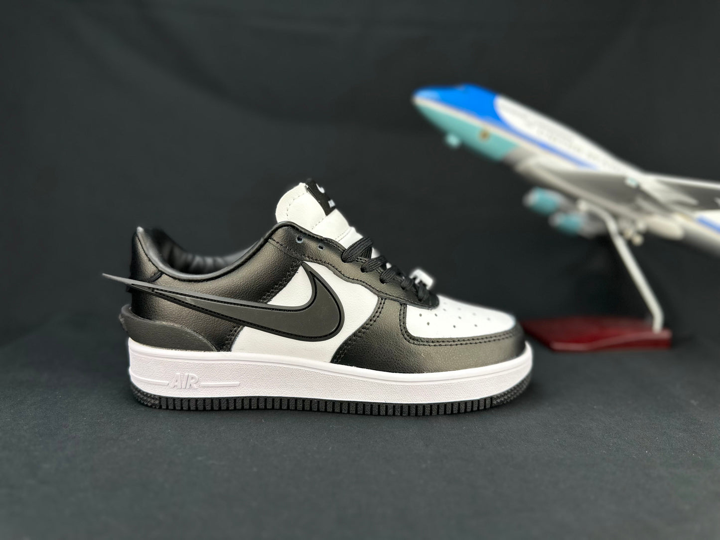 NIKE Air Force 1 'big Swoosh Panda' - Black Unisex Streetwear Limited Edition - **Nike Air Force 1 'Big Swoosh Panda'** The Nike Air Force 1 'Big Swoosh Panda'