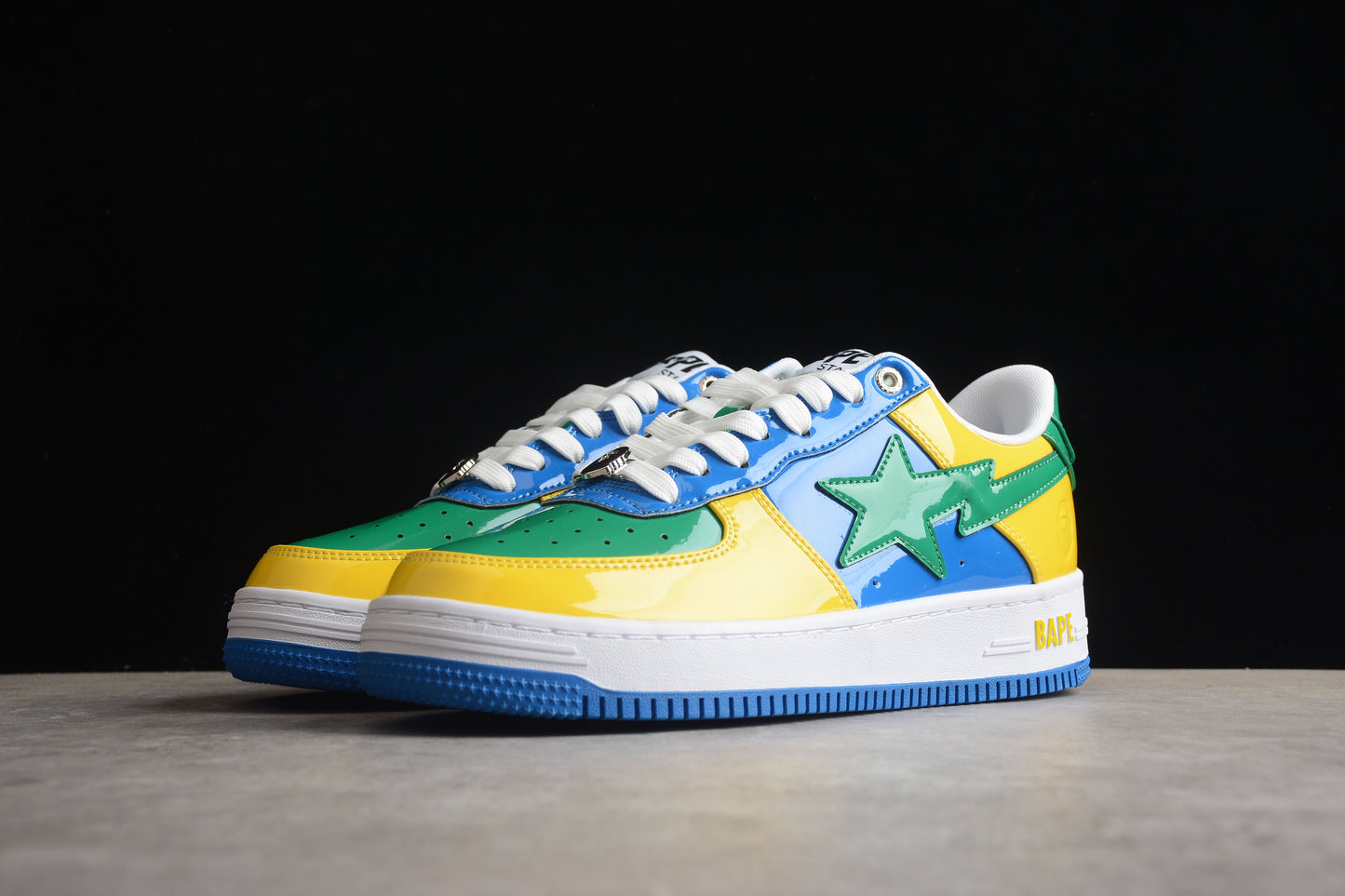 BAPE Sta Low-top Sneakers In Green, Blue, And Yellow Unisex Streetwear Limited Edition - **BAPE STA Low-Top Sneakers in Green, Blue, and Yellow** Introducing the BAPE STA Low-Top Sneakers