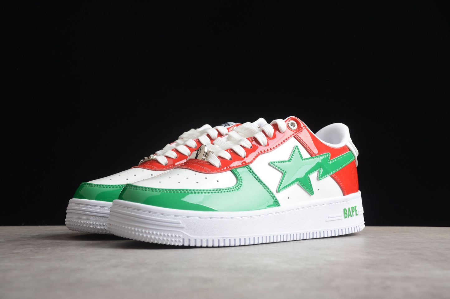 BAPE Sta Low-top Sneakers In Red, Green, And - White Unisex Streetwear Limited Edition - **BAPE STA Low-Top Sneakers in Red, Green, and White** Introducing the BAPE STA Low-Top Sneakers