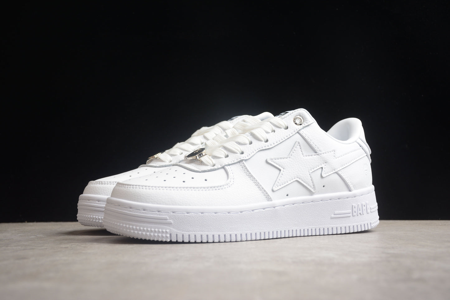 BAPE Sta Low-top Sneakers In All-white Unisex Streetwear Limited Edition - **BAPE STA Low-Top Sneakers in All-White** Introducing the BAPE STA Low-Top Sneakers in All-White, a