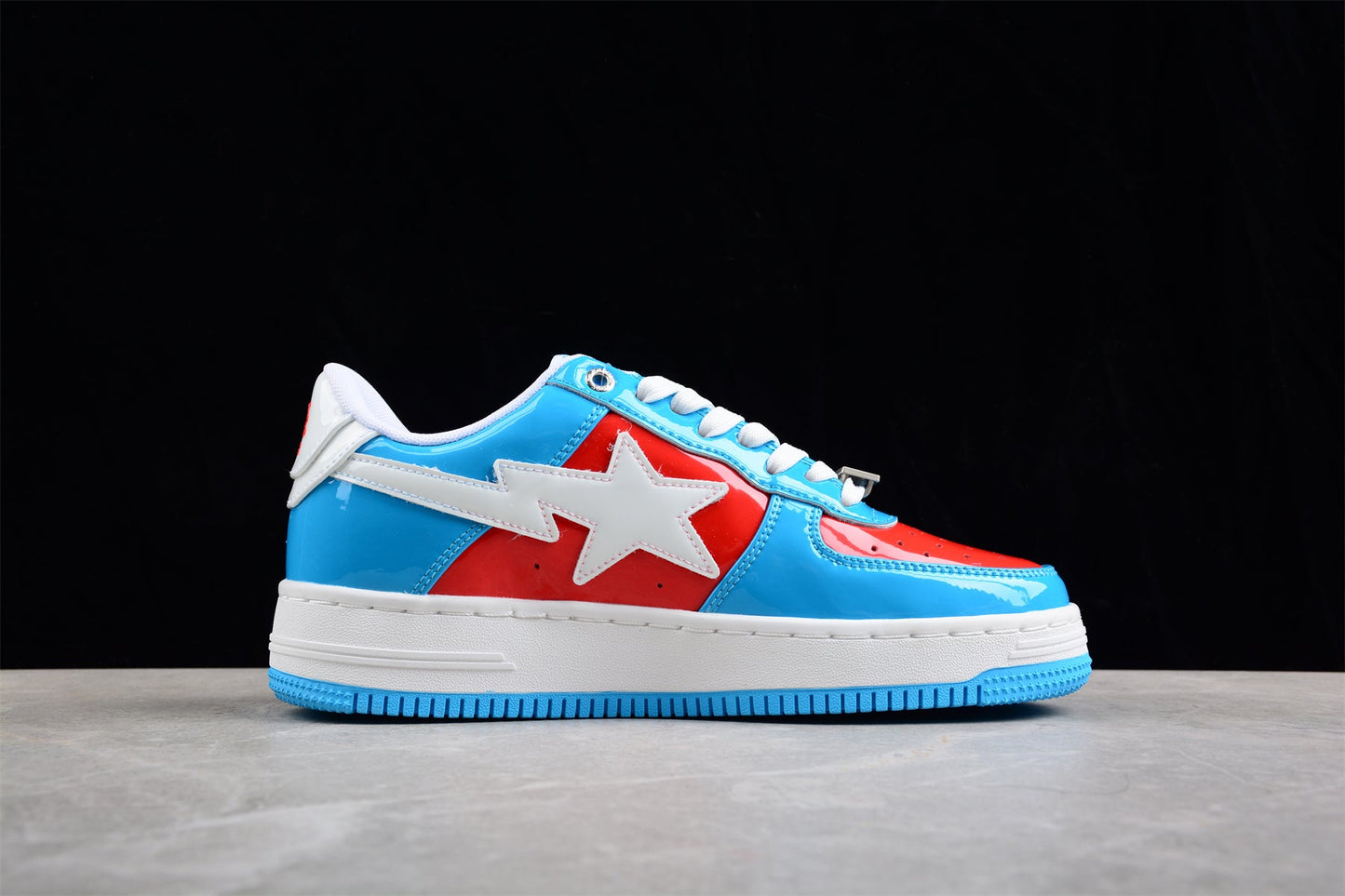 BAPE Sta Low-top Sneakers In Blue And Captain America Edition - Red Unisex Streetwear Limited Edition - **BAPE STA Low-Top Sneakers in Blue and Red Captain America Edition** Step into superhero style