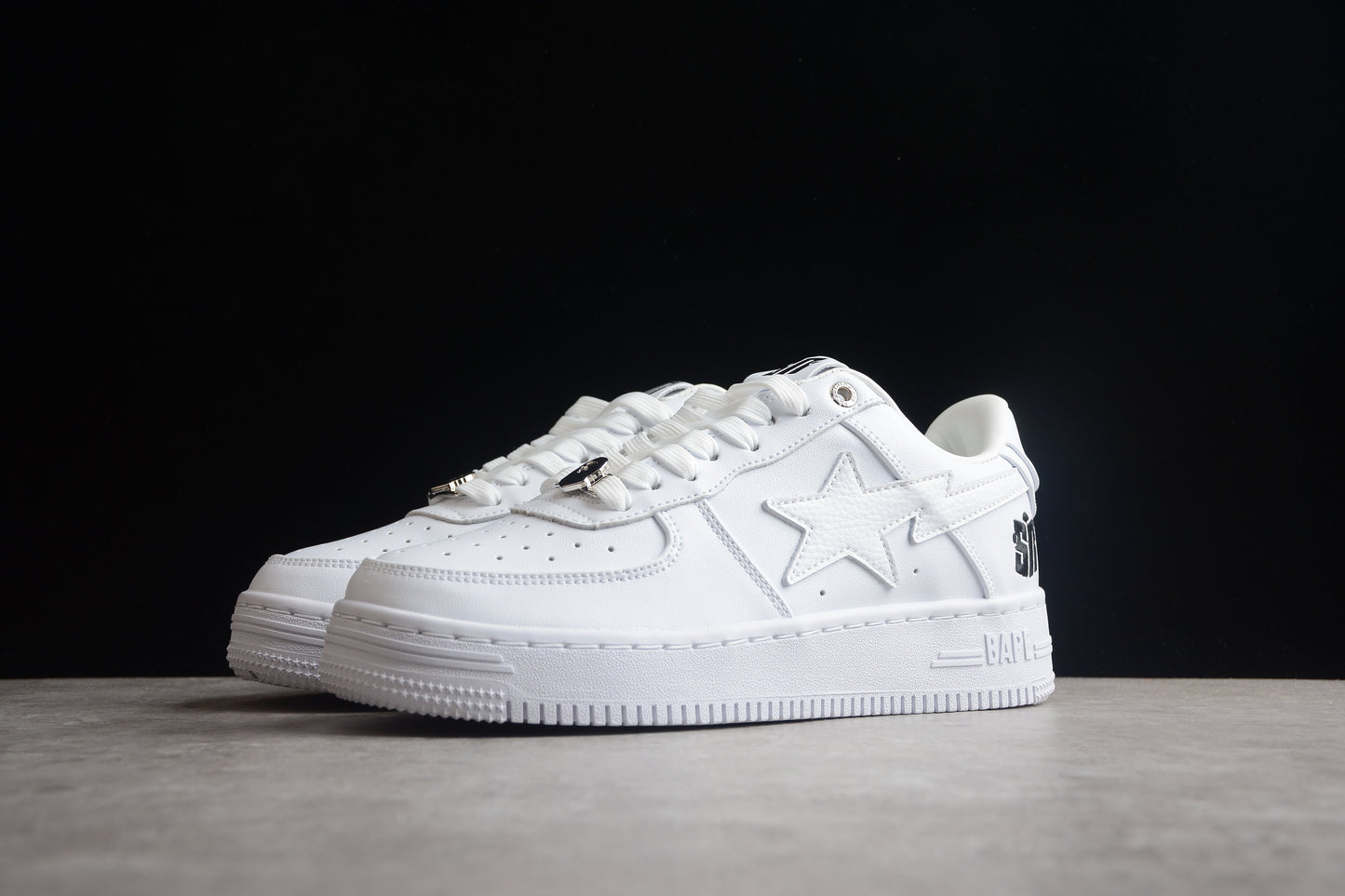 BAPE Sta Low Top Sneakers - White Unisex Streetwear Limited Edition - Introducing the BAPE STA Low Top Sneakers in Triple White C a perfect blend of