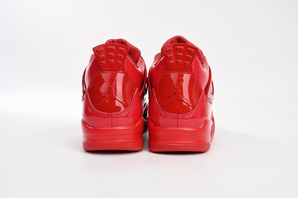 Air Jordan 4 Retro Lacquer Leather Sneakers - Red Unisex Streetwear Limited Edition - Introducing the Air Jordan 4 Retro Red Lacquer Leather, a striking blend of luxury and