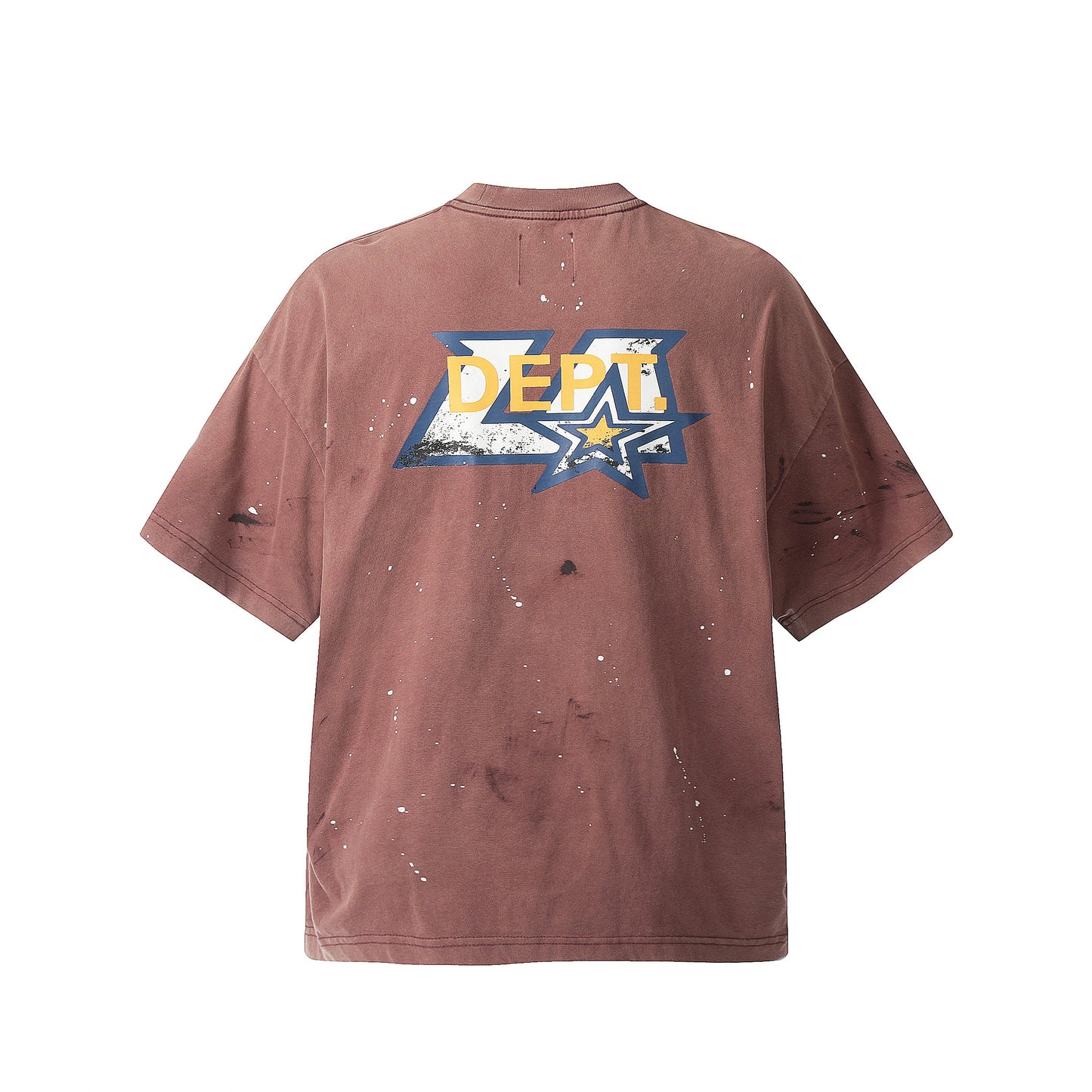 GALLERY Dept 24ss La T-Shirt - Red Unisex Streetwear Limited Edition - Introducing the 2024 Spring/Summer Gallery Dept. LA Baja-Inspired Post-Apocalyptic Mud-Dyed Hand-Painted Heavy Duty T-Shirt. This