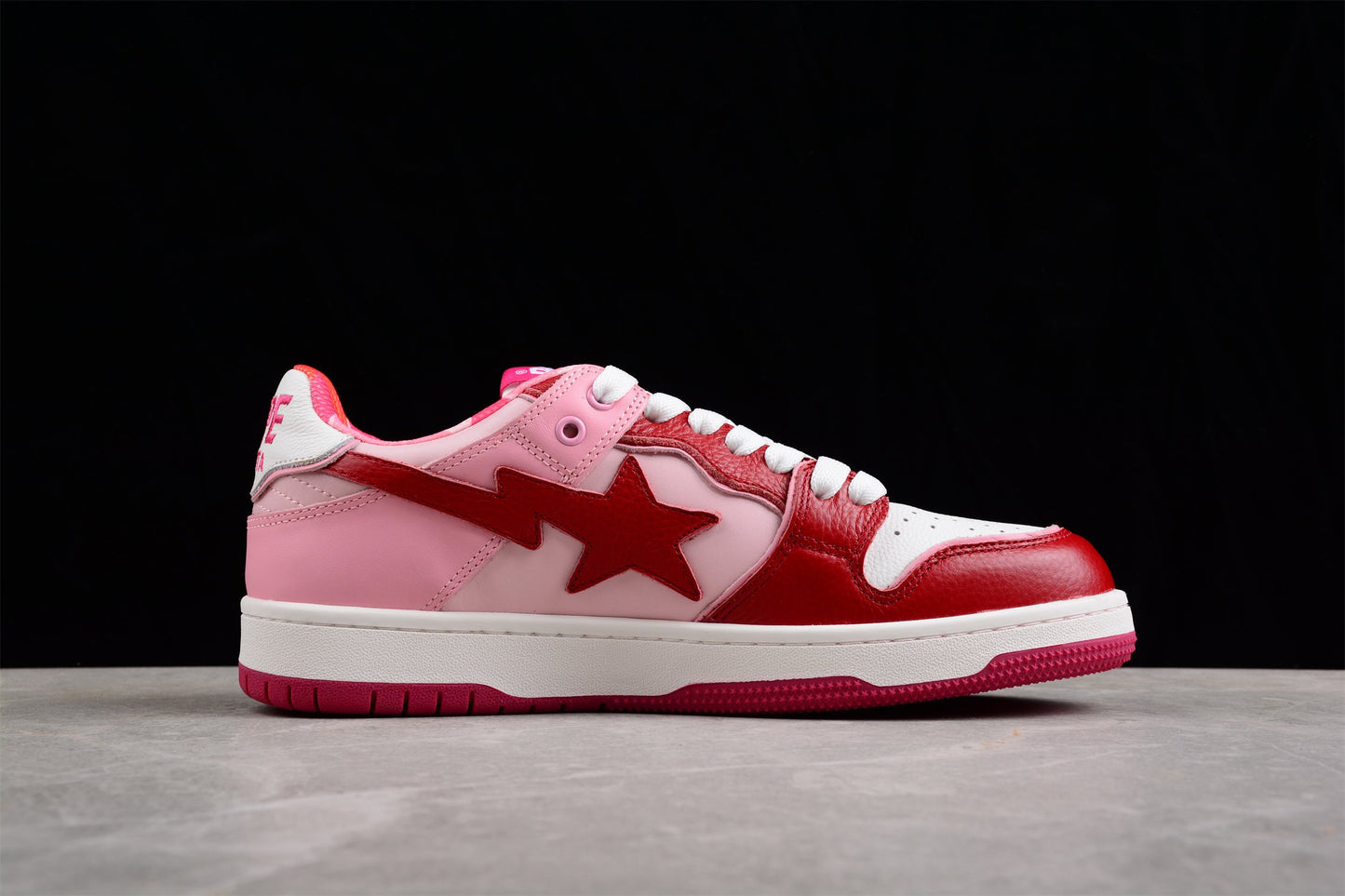 BAPE Sta Low-top Sneakers In And Pink - Red Unisex Streetwear Limited Edition - **BAPE STA Low-Top Sneakers in Red and Pink** Unleash a burst of color with the