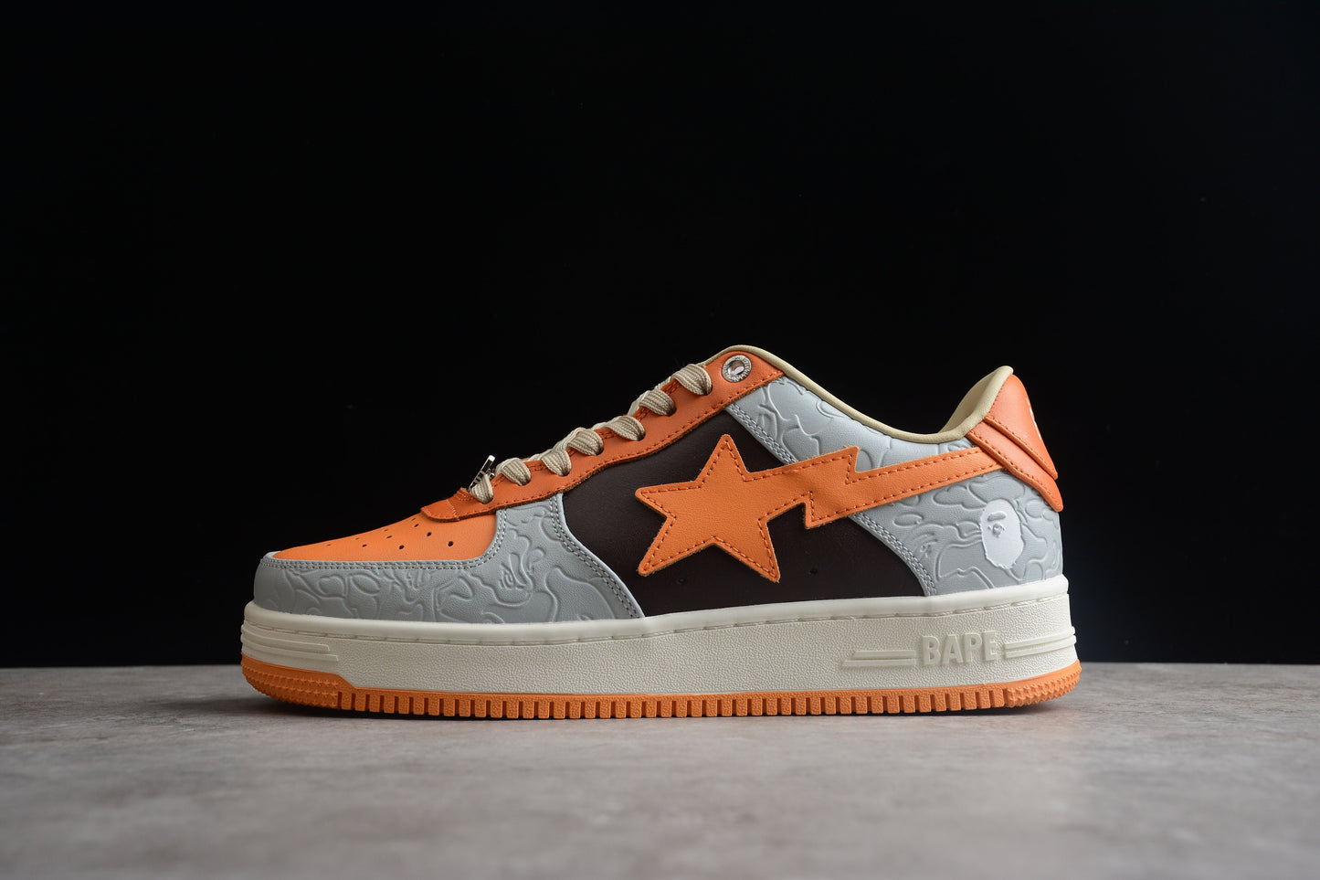 BAPE Sta Low-top And Grey Sneakers - Orange Unisex Streetwear Limited Edition - **BAPE STA Low-Top Orange and Grey Sneakers** Step into bold style with the BAPE STA