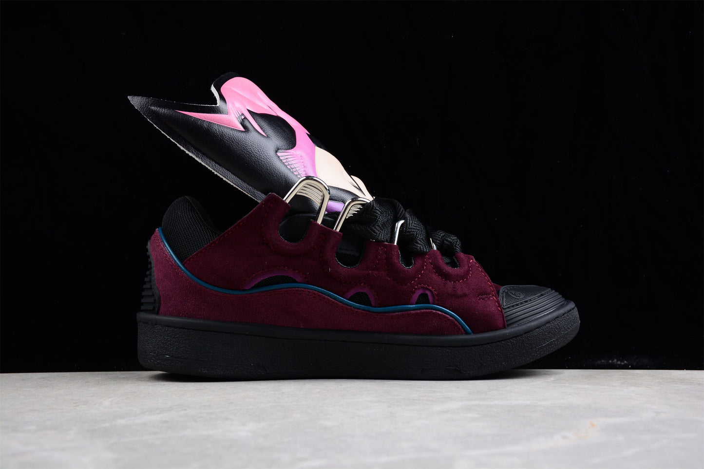 Lanvin Burgundy Suede Sneakers - Black Unisex Streetwear Limited Edition - ### Lanvin Burgundy Suede Sneakers Step up your sneaker game with these striking Lanvin Burgundy