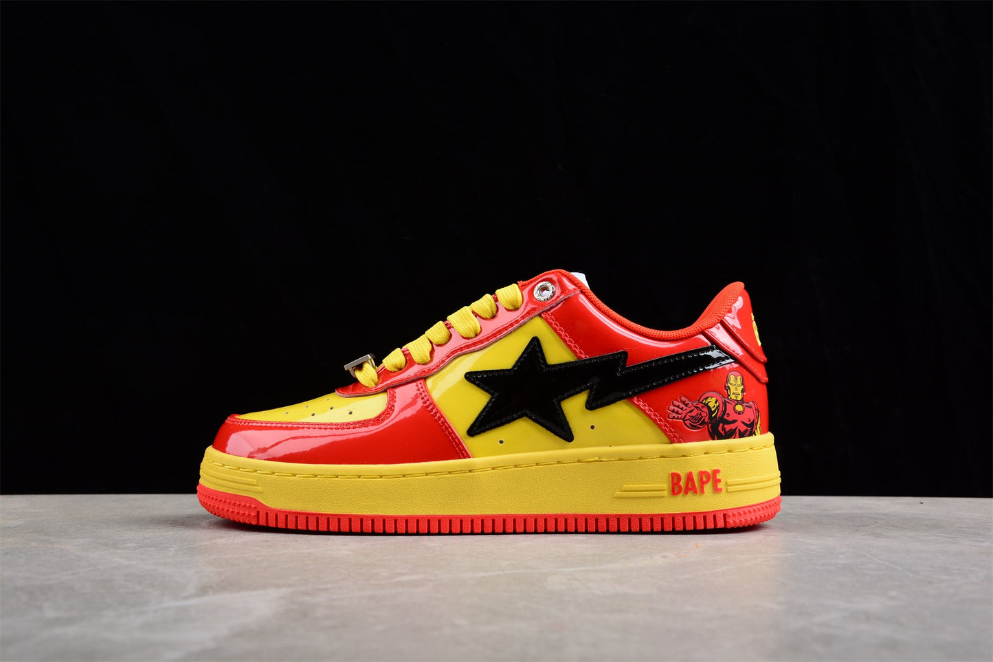 BAPE Sta Low-top Sneakers In And Yellow Iron Man Edition - Red Unisex Streetwear Limited Edition - **BAPE STA Low-Top Sneakers in Red and Yellow Iron Man Edition** Introducing the BAPE STA