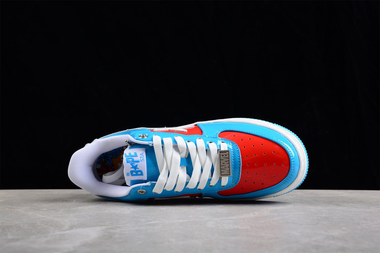 BAPE Sta Low-top Sneakers In Blue And Captain America Edition - Red Unisex Streetwear Limited Edition - **BAPE STA Low-Top Sneakers in Blue and Red Captain America Edition** Step into superhero style