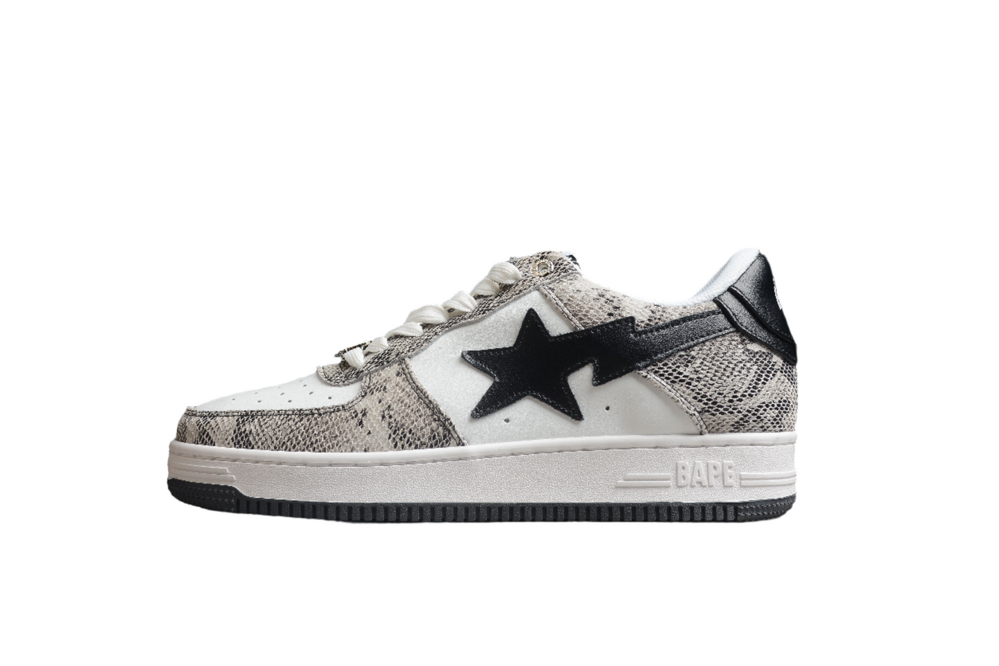 BAPE Sta Low-top Sneakers With Snakeskin Pattern - Black Unisex Streetwear Limited Edition - **BAPE STA Low-Top Sneakers with Snakeskin Pattern** Introducing the BAPE STA Low-Top Sneakers with Snakesk