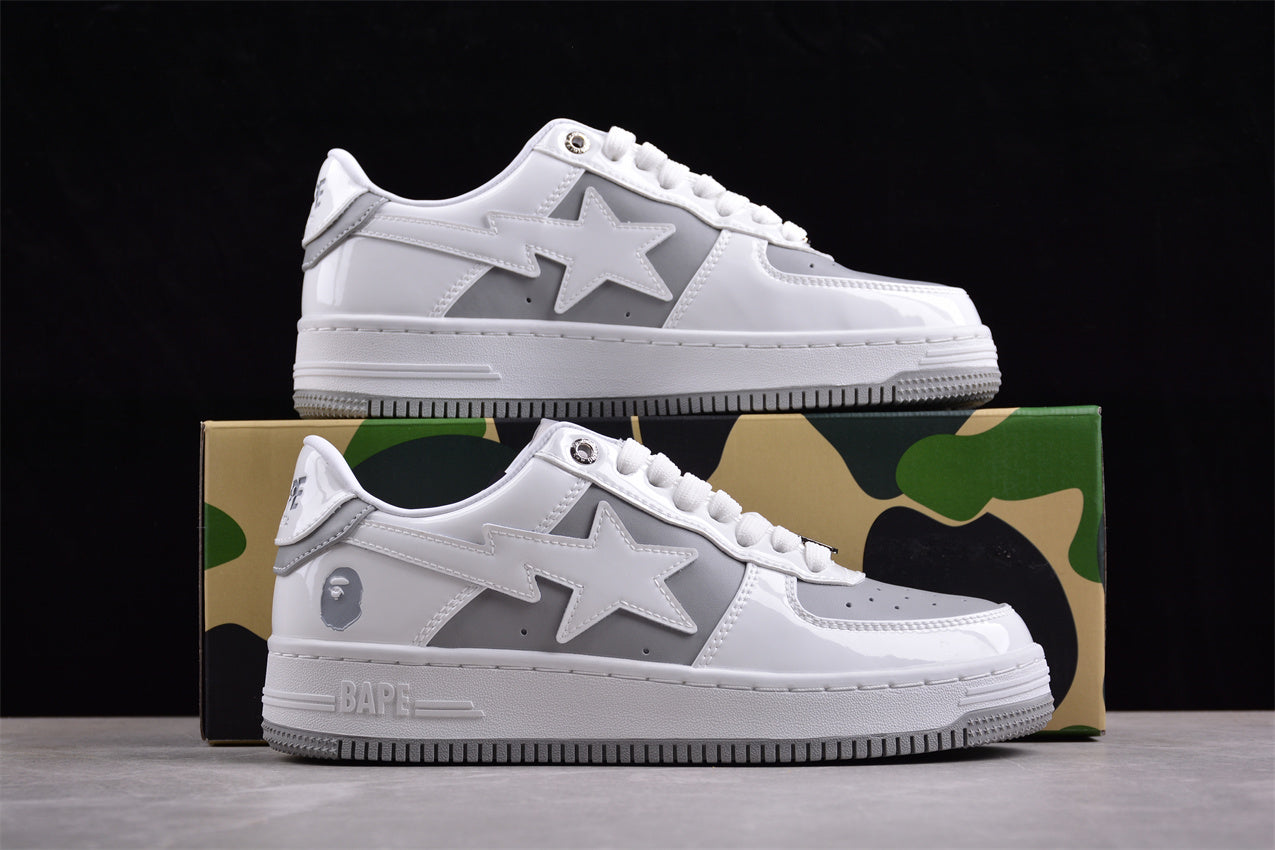 BAPE Sta Low-top Sneakers In And Grey - White Unisex Streetwear Limited Edition - **BAPE STA Low-Top Sneakers in White and Grey** Introducing the BAPE STA Low-Top Sneakers in