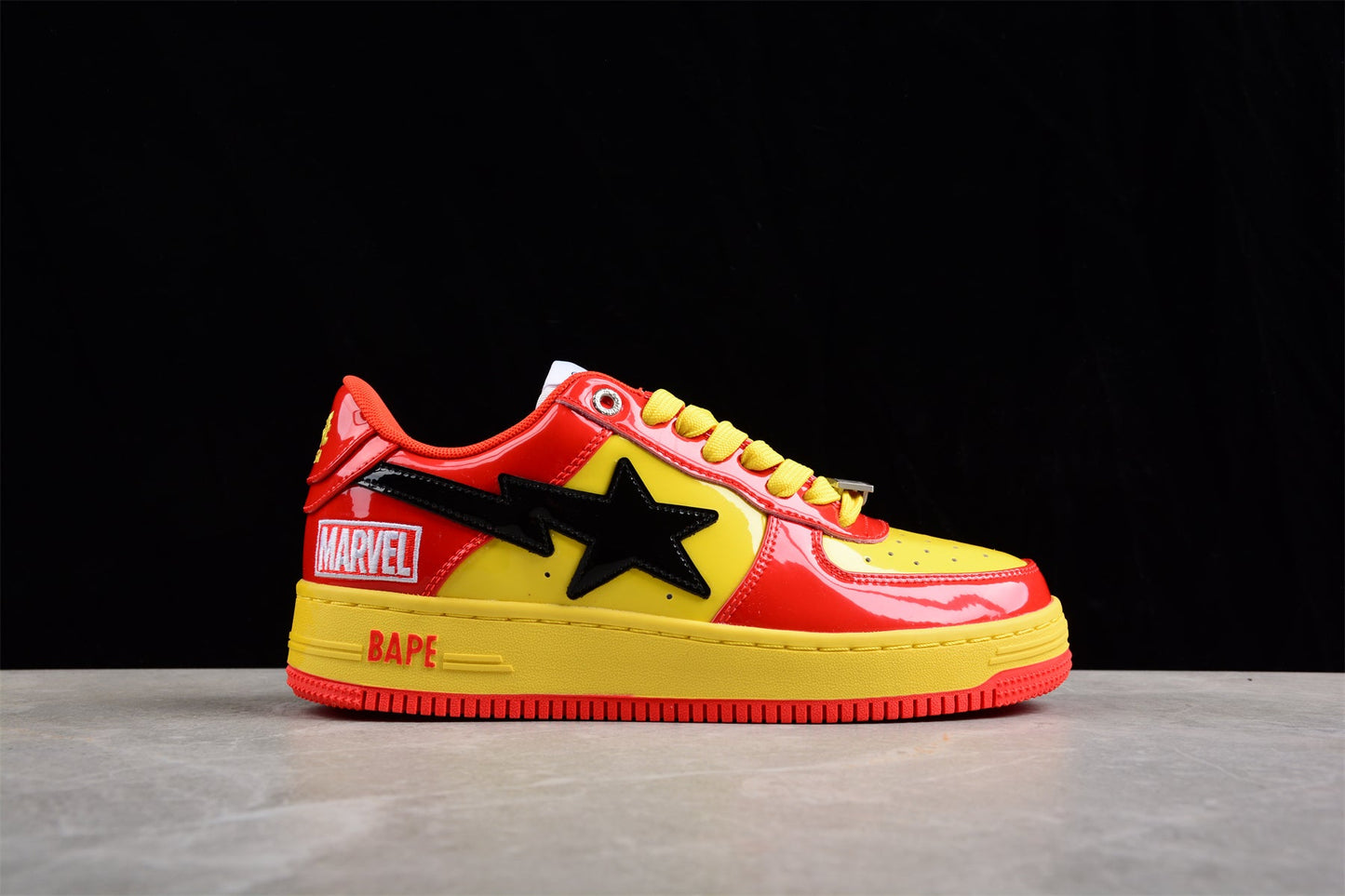 BAPE Sta Low-top Sneakers In And Yellow Iron Man Edition - Red Unisex Streetwear Limited Edition - **BAPE STA Low-Top Sneakers in Red and Yellow Iron Man Edition** Introducing the BAPE STA