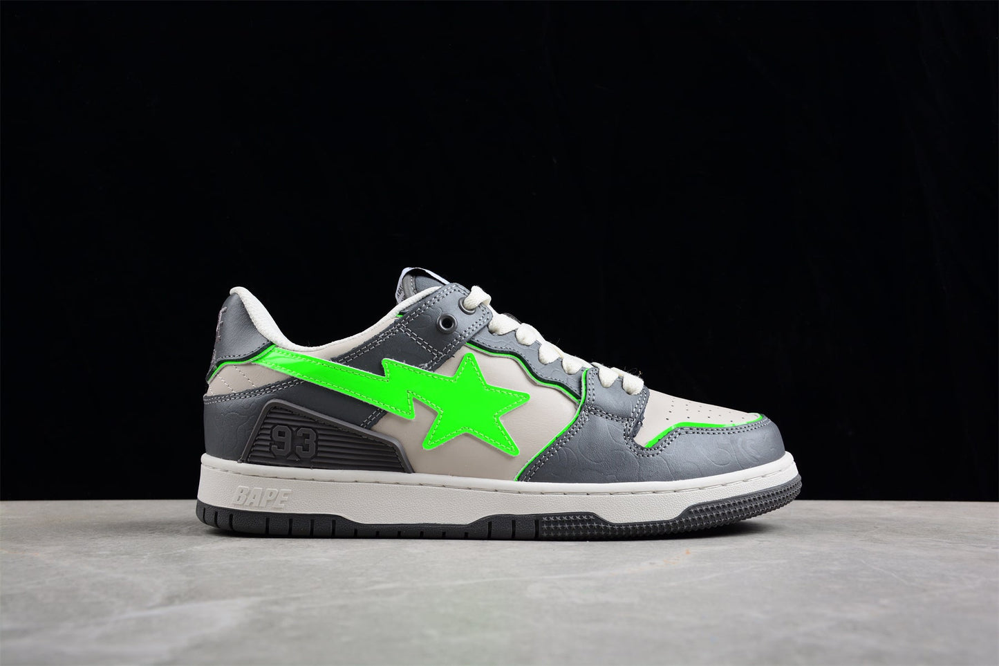 BAPE Sta Low-top Sneakers In Grey And Neon - Green Unisex Streetwear Limited Edition - **BAPE STA Low-Top Sneakers in Grey and Neon Green** Introducing the BAPE STA Low-Top Sneakers