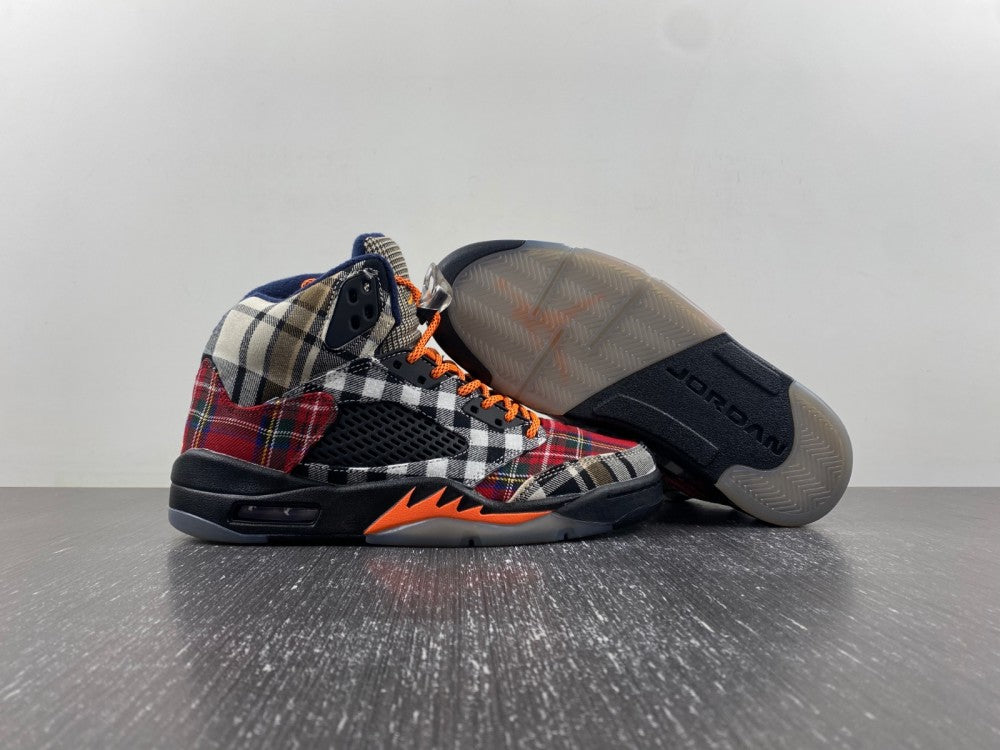 JORDAN 5 Bold Plaid Multi-colorway - Black Unisex Streetwear Limited Edition