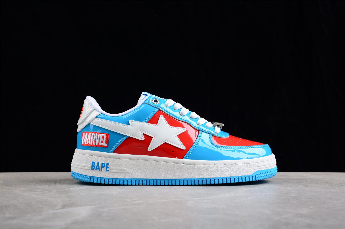 BAPE Sta Low-top Sneakers In Blue And Captain America Edition - Red Unisex Streetwear Limited Edition - **BAPE STA Low-Top Sneakers in Blue and Red Captain America Edition** Step into superhero style