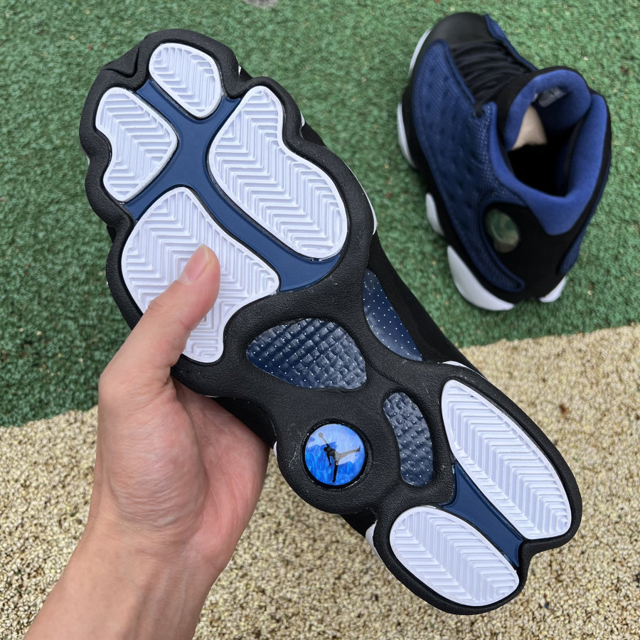 Jordan 13 Retro 'brave Blue' Sneakers Unisex Streetwear Limited Edition - The sneakers shown are the Air Jordan 13 Retro 'Navy,' also known as 'Brave Blue.'