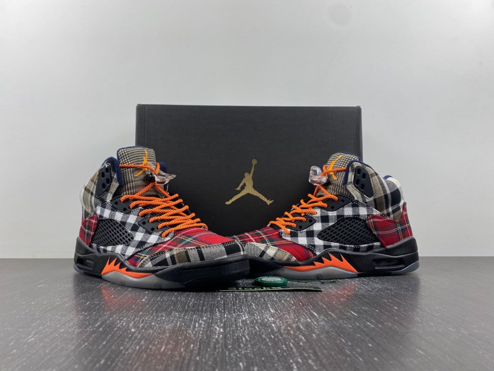 JORDAN 5 Bold Plaid Multi-colorway - Black Unisex Streetwear Limited Edition