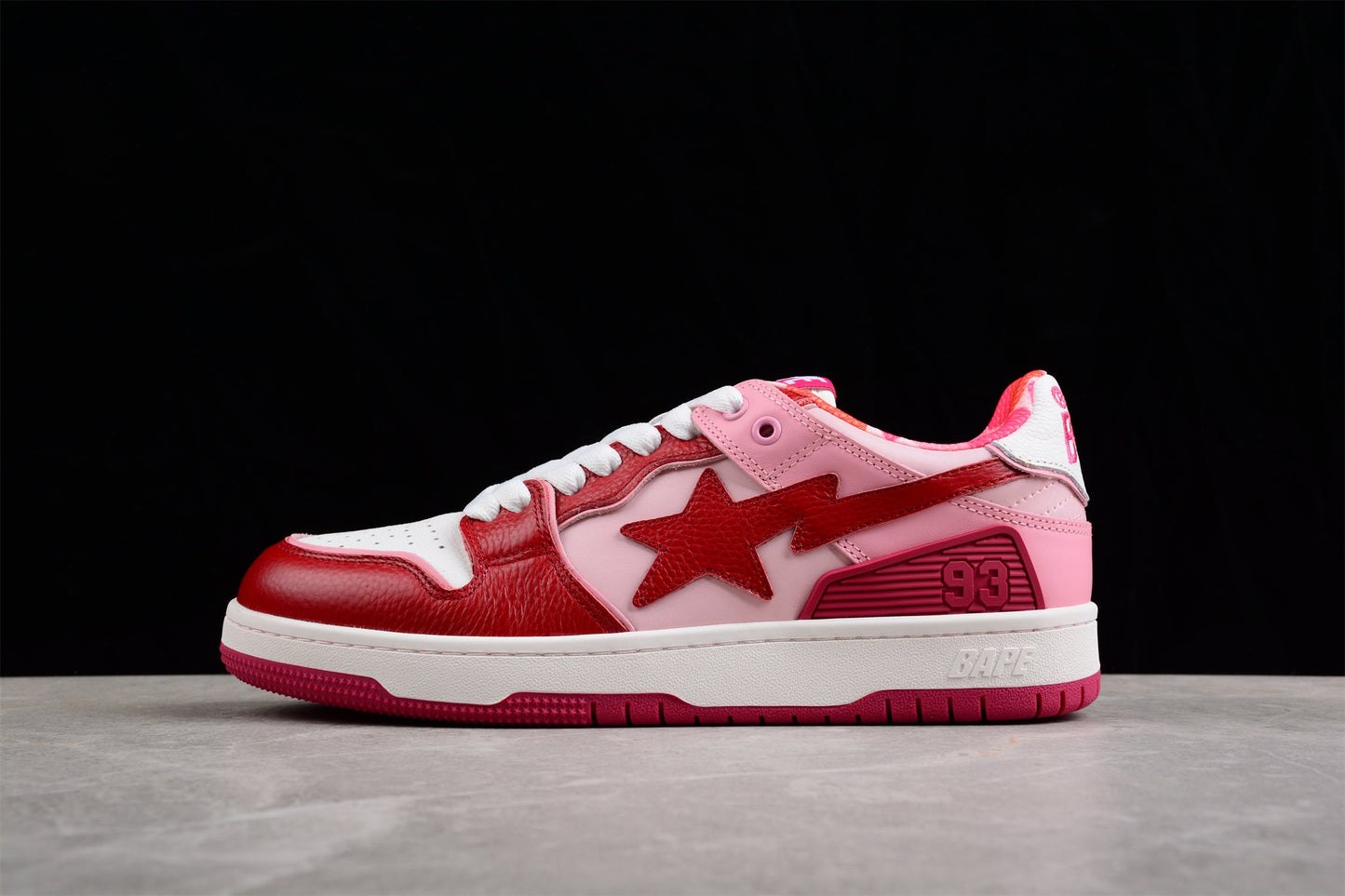BAPE Sta Low-top Sneakers In And Pink - Red Unisex Streetwear Limited Edition - **BAPE STA Low-Top Sneakers in Red and Pink** Unleash a burst of color with the