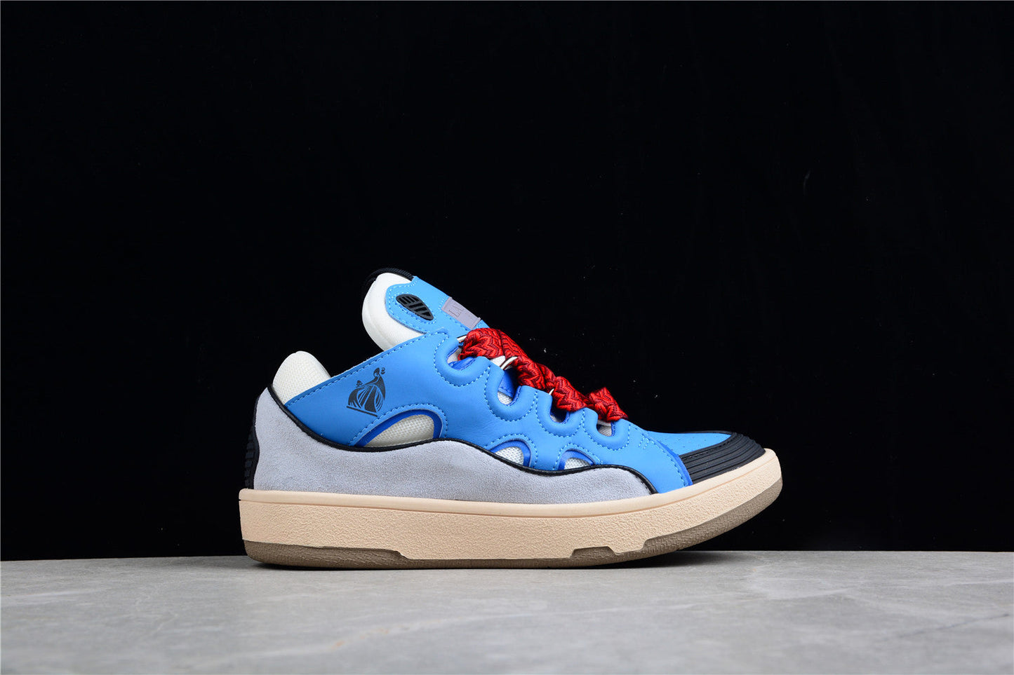 Lanvin Blue And Lace Sneakers - Red Unisex Streetwear Limited Edition - ### Lanvin Blue and Red Lace Sneakers Experience the perfect blend of contemporary design and